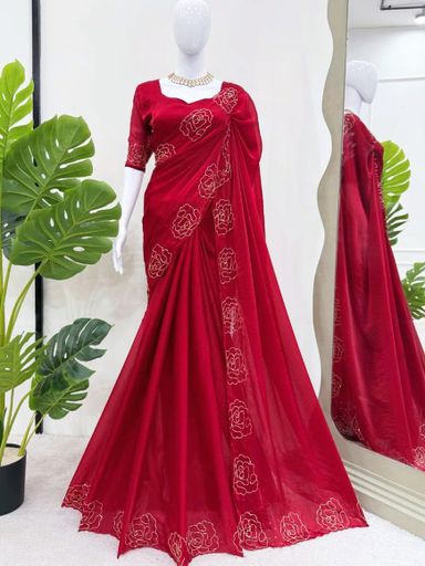 Frandy satin (space silk)with katdana handwork saree | Code AS524 pj