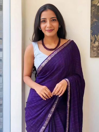 Trending  Pure Chinnon Viscose chex saree | Code AS532 rdd