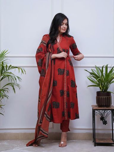 Elegant Pure Cotton Dupatta Pant Set | Code K347 Akd