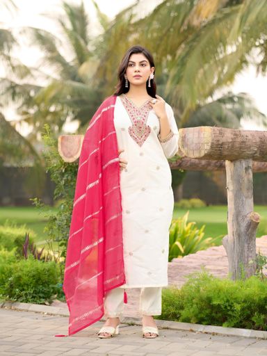 Designers Kurti Pent Dupatta Set* | Code D247 GR