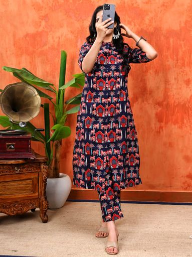 Pure mal cotton Jᴀɪᴘᴜʀ Pʀɪɴᴛ A-Lɪɴᴇ Cᴏʀᴅ Sᴇᴛ | Code KD179 ST