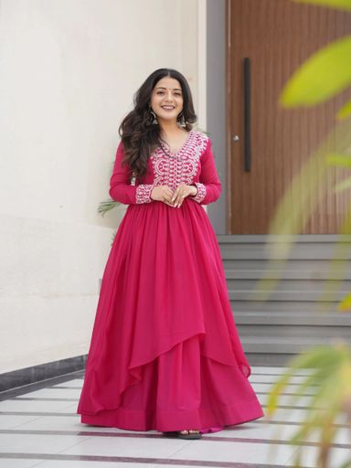 PREMIUM DESIGNER DOUBLE FLAIR GOWN | Code G171 GR