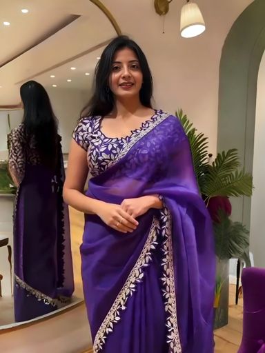 Jimmy chhoo heavy cording sequins cut work saree | Code AS548 PJ