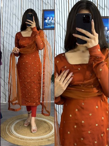Exclusive blooming rangoli silk kurti | Code D254 MN