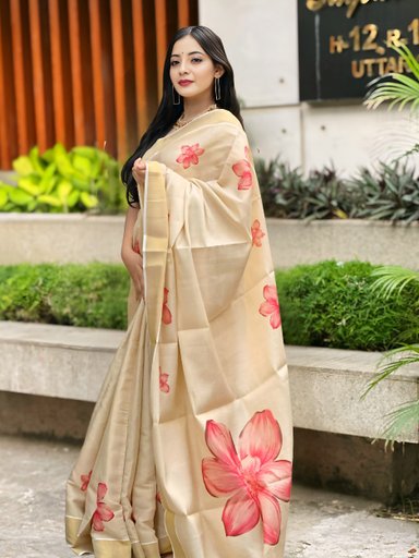 Soft Gold Banarasi Tissue saree | Code TS130 PJ