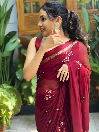 Trending Pure viscose Georgette with satin butta saree | Code AS557 GH