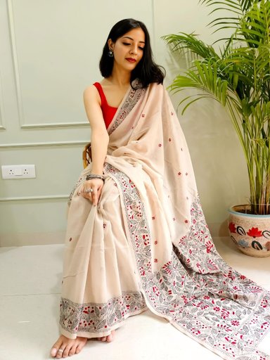 Trending Premium Chanderi With KATHA Print saree | Code AS571 JFB