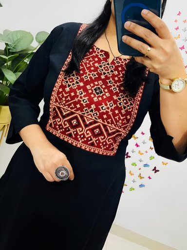 Designer Real Mirror Work Cotton Kurti Pant Set | Code K390 ST