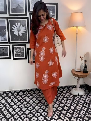Thread embroidery work pure cotton coord set | Code 187 ST