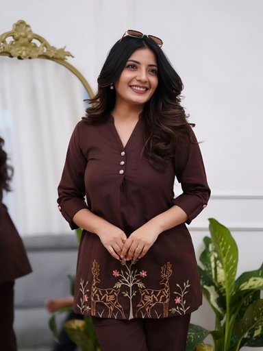 Premium cotton flex  beautiful embroidery work coord Set | Code kD190 ST