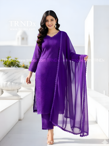 Trending FAUX GEORGETTE Chikankari set | Code D279 GR