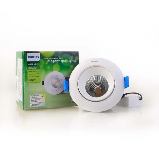 Philips 12W Astraspot COB LED Light | Warm White | Recessed Spotlight | Recessed Lighting Fixture | Low Heat Emission | No UV Radiation | Spot Light For Display Model No. 919215850658