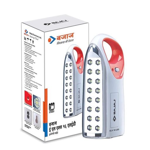 Bajaj ELX 16 LED RED Emergency Light (White & Red) – Rechargeable Lantern