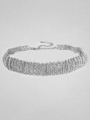 Silver Plated Rhinestone Choker