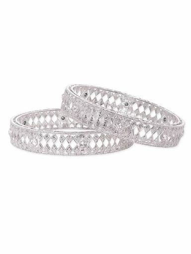 Rhodium Plated  Studded  Bangles