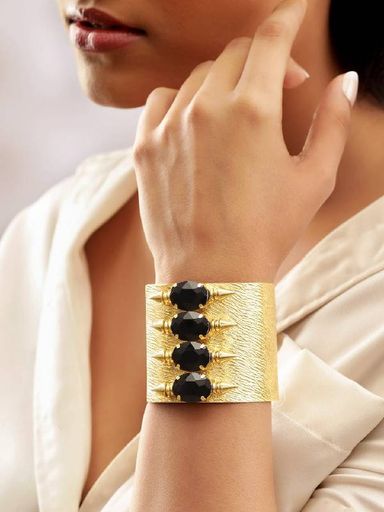 Gold Plated Black Crystal  Bracelet