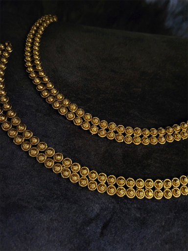 Double Gold Bead Line Anklets 