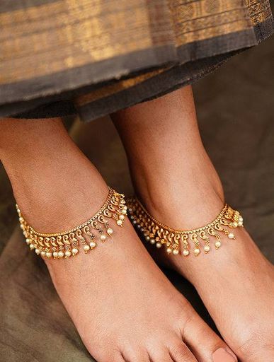 Red Gold Tone Temple Anklets
