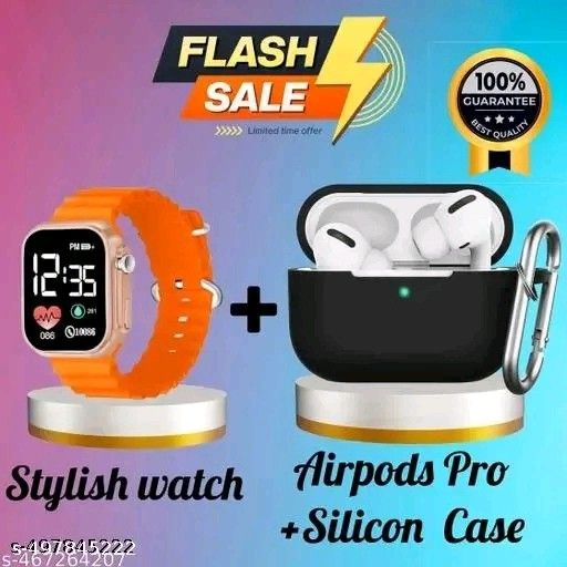 New Combo Offer unisex digital watch with Bluetooth Airpod Pro..Name: New Combo Offer unisex digital watch with Bluetooth Airpod Pro..