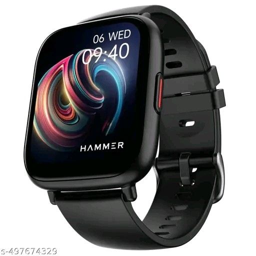 HAMMER Fit+ 1.85" Smart Watch for Men and Women with Built-in Games, Metallic Body, Voice Assistant, Bluetooth Calling, 100+ Sports Modes, 100+ Customized Watchfaces (Black)