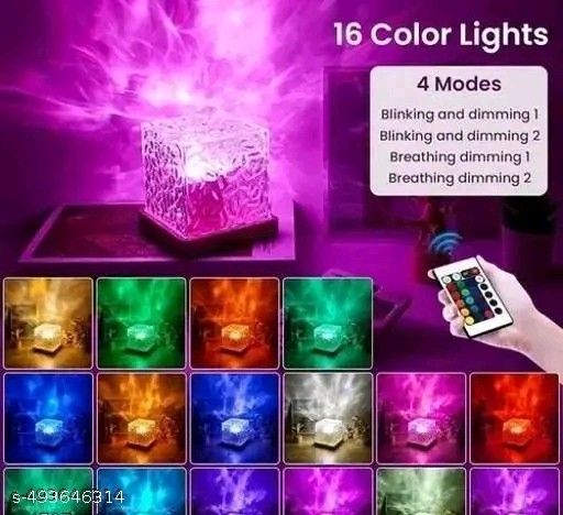Night Light with Remote - 3D Water Wave Effect USB Powered Table Lamp - Romantic LED Light Projection Lamps, Crystal Table Lamp for Home Decor
