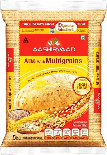 Aashirvaad Atta with Multigrains, 5kg pack, The High Fibre Atta