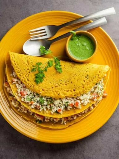 Paneer Moong Dal Cheela. Desi Ghee.