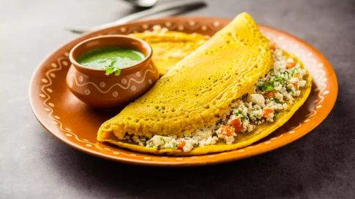 Paneer Besan Cheela. Desi Ghee.