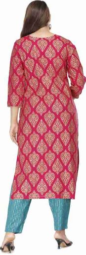 Pink & Blue Printed Cotton Suit – Simple & Stylish