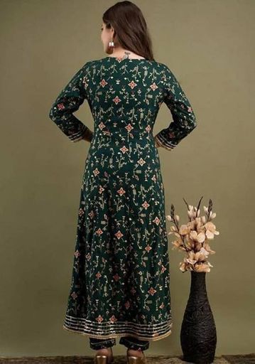 Green Anarkali Kurta Set with Gota Patti Embellishments