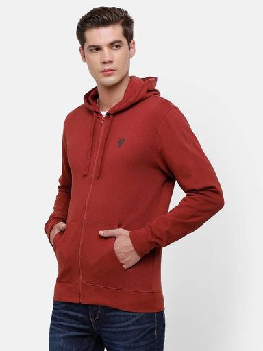 Men's Brick Red Sweatshirt with Hoodie