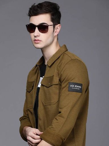 Men's Olive Casual Sweat Shirt