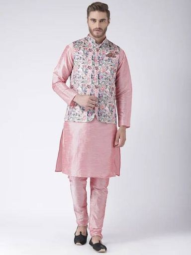 Kurta & Churidar Set With Nehru Jacket