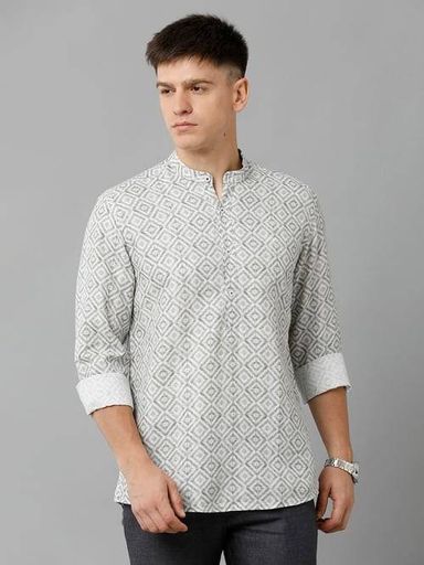 Mandarin Collar Linen Short Kurta