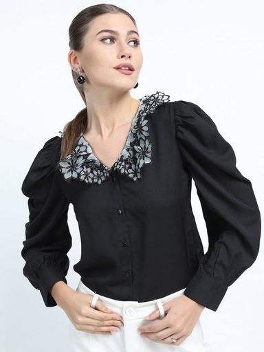 Fancy Lace Collar Top