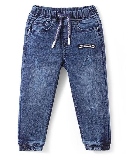 Full Length Text Patch Stretchable Joggers 