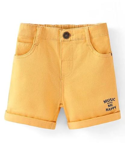 Twill Woven Mid Thigh Shorts Text Print 