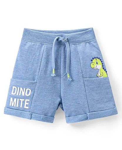 Cotton Looper Knit Mid Thigh Dino Printed Shorts 