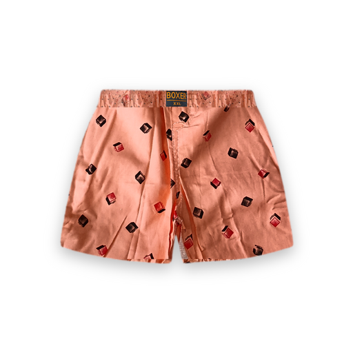 Peach Orange Colour Cotton Printed Boxer Short For Men's (Size: XXL)