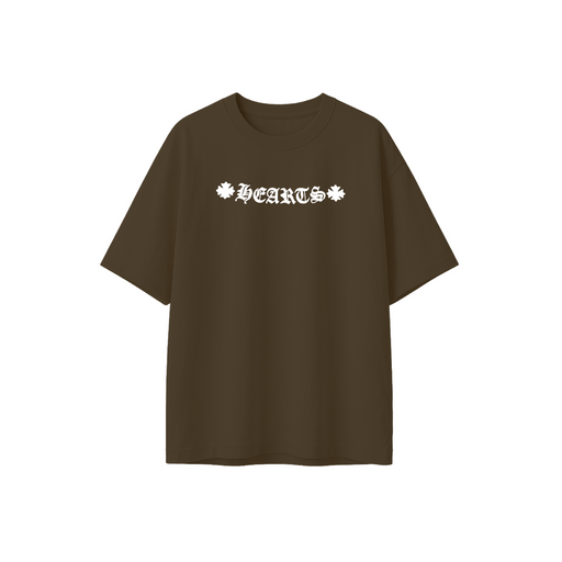 Coffee Bean Colour Half Sleeve Oversized Round Neck Front and Back Printed T-shirt For Men's (Size: XL)