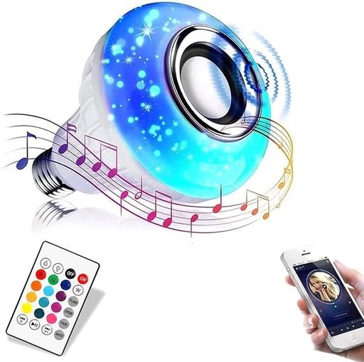 SOUNDLUME RGB Wireless LED Bulb Speaker – Bluetooth Music Bulb with Remote, Color Changing Smart Light (B22) for Bedroom & Home Décor