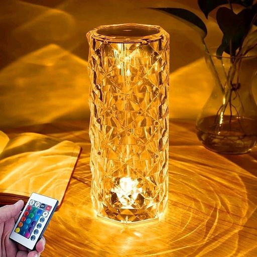 16 Color Changing Rose Crystal Diamond Table Lamp,USB Rechargeable Touch Bedside Lamp Night Light with Remote Control!
