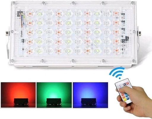 50 Watt Brick Ultra Bright Lens RGB LED Flood Light – Multi-Colour Outdoor Light with Remote Control