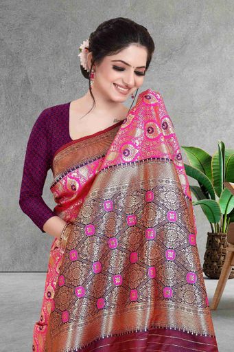  Floral Kattam and Rich Pallu( Pink )