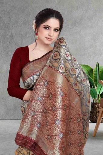  Floral Kattam and Rich Pallu ( Grey )