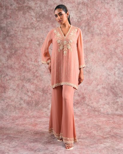 Blush Bloom – Peach Embroidered Kurta Set