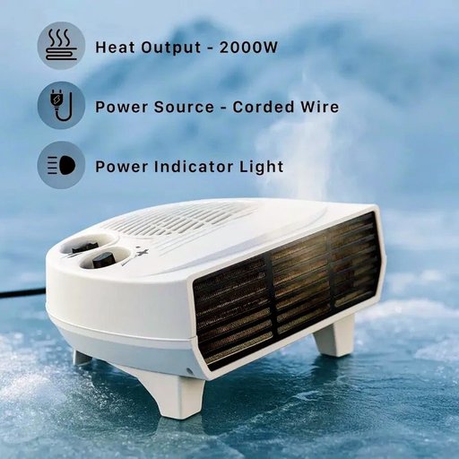 DealsXplorer 2000W Instant Fan Room Heater – Pure Copper Motor Blower with 2 Heat Settings & Overheat Protection | 1-Year Warranty | White