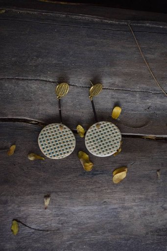 Seis Lattice Ochre Earring