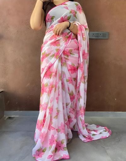 Flower  Designer Saree 