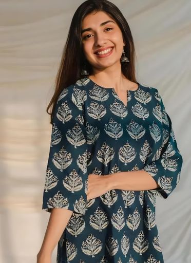 Sdb Creation Cotton Hand Block Printed Short Kurti Kurta Shirt Top for 
